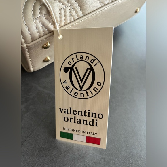 Valentino Orlandi Women's Quilted Crossbody Shoulder Hand Bag in Light Taupe NWT - Picture 6 of 12